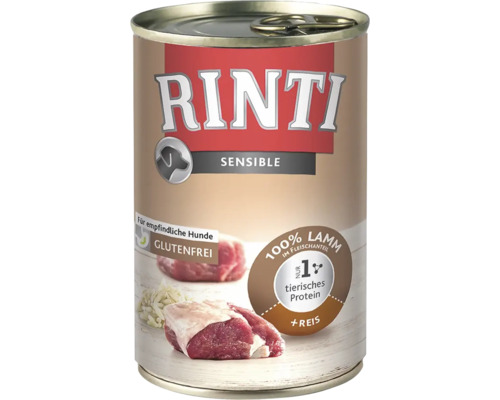 Nourriture pour chiens humide, Rinti Sensible agneau+riz 400 g