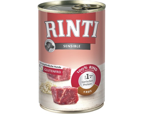 Nourriture pour chiens humide, Rinti Sensible bœuf+riz 400 g