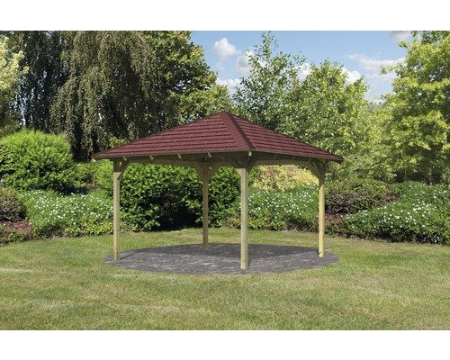 Pavillon Karibu Eco Riesa avec toit 314x314 cm traité en autoclave par imprégnation