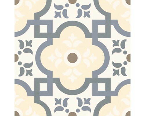 Carreau décoratif avec éléments géométriques et floraux