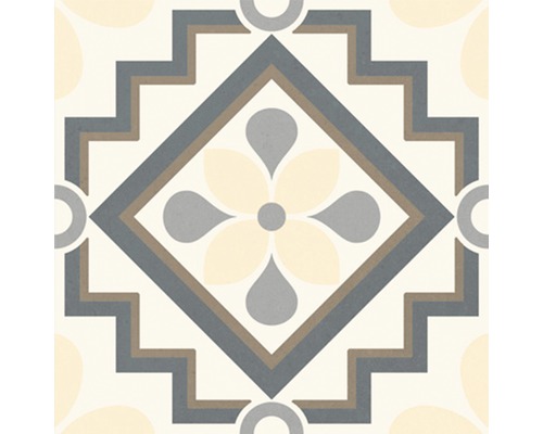 Carreau décoratif avec motif géométrique et élément floral