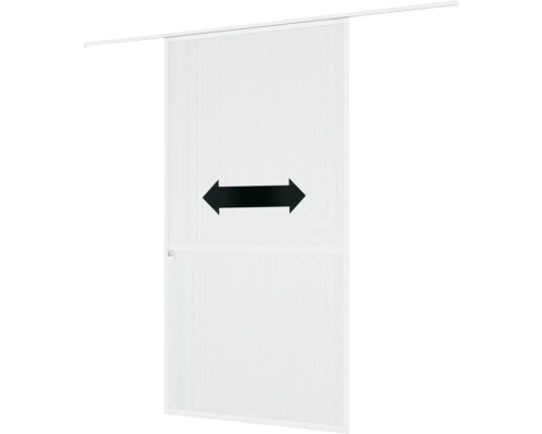 Porte moustiquaire coulissante Windhager blanc sur mesure (max. 120x240 cm) Moustiquaire coulissante avec flèche horizontale pour illustrer la fonction coulissante.