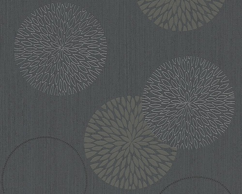 Papier peint intissé 93791-1 Spot 2 motif de cercles anthracite