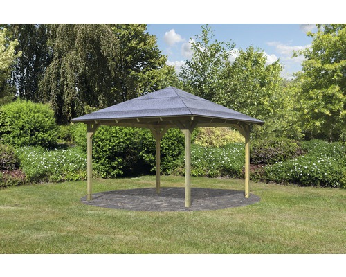 Pavillon Karibu Eco Riesa avec toit 314x314 cm traité en autoclave par imprégnation