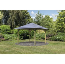 Pavillon de jardin en bois avec couverture de toit grise