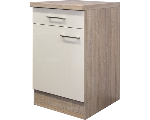 Unterschrank mit Schublade und Drehtür Flex Well Nepal BxHxT 50x86x60 cm Frontfarbe kaschmir glänzend - Korpusfarbe sonoma eiche Unterschrank mit Schublade und Drehtür Flex Well Nepal BxHxT 50x86x60 cm Frontfarbe kaschmir glänzend - Korpusfarbe sonoma eiche