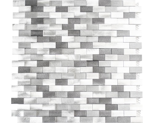 Mosaïque en aluminium gris brillant 30,1x30,4 cm Mosaïque rectangulaire en métal