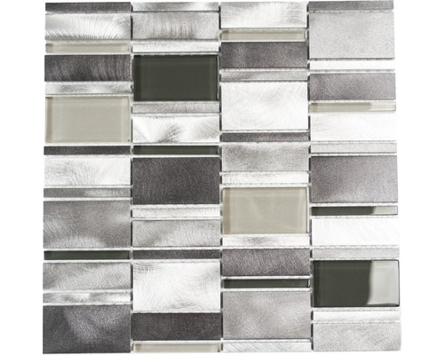 Mosaïque en aluminium argent brillant 30,1x30,1 cm