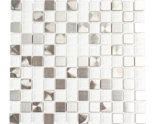 Mosaïque en aluminium blanc brillant 32,7x30,2 cm