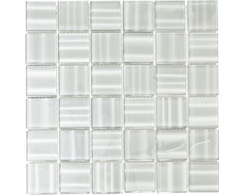 Mosaïque de verre gris brillant 29,8x29,8 cm Mosaïque en verre avec éléments carrés
