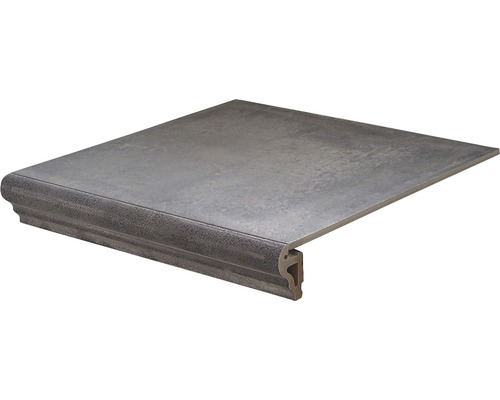 Feinsteinzeug Florentiner Stufenfliese Rustic Gris 33.15x33.15 cm Keramik Treppenfliese mit gerundeter Kante