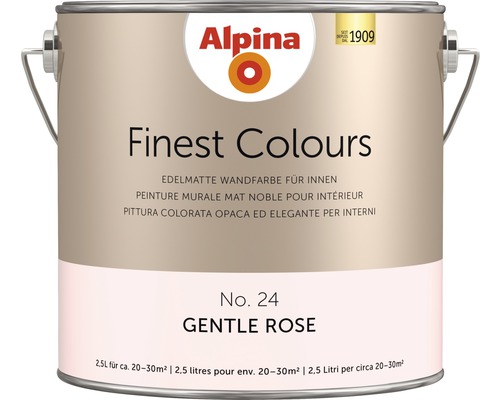 Alpina Finest Colours sans conservateurs Gentle Rose 2.5 l Peinture d''intérieur Alpina Finest Colours Gentle Rose, contenance 2,5 litres