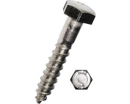 Vis à bois hexagonale DIN 571 12 x 80 mm acier inoxydable A2 25 pièces
