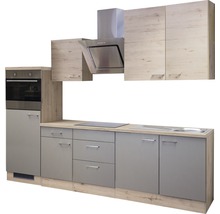 Cuisine complète avec appareils Flex Well Riva 270 cm couleur de façade quarzit cubanit chêne clair san remo - couleur du corps chêne clair san remo 00011563