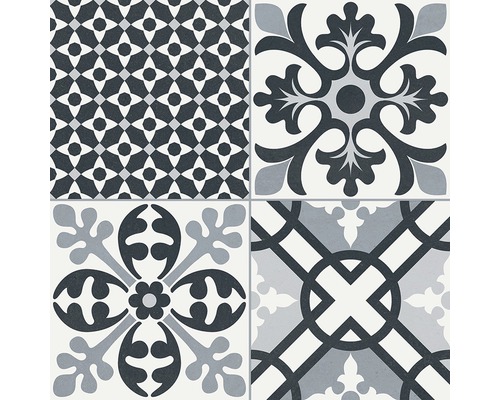 Dekorative Bodenfliesen mit unterschiedlichen Mustern