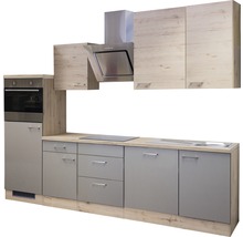 Cuisine complète avec appareils Flex Well Riva 280 cm couleur de façade quarzit cubanit chêne clair san remo - couleur du corps chêne clair san remo 00011582