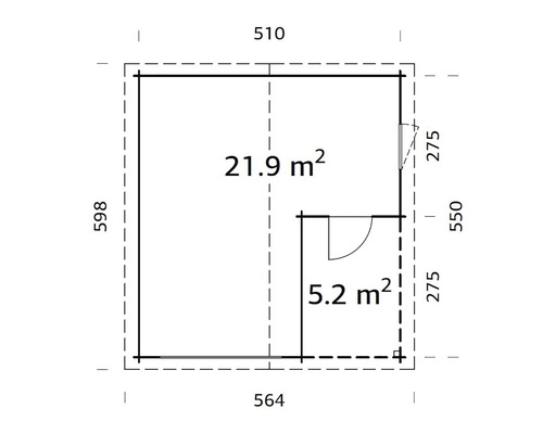 Plan avec dimensions d''un abri de jardin.