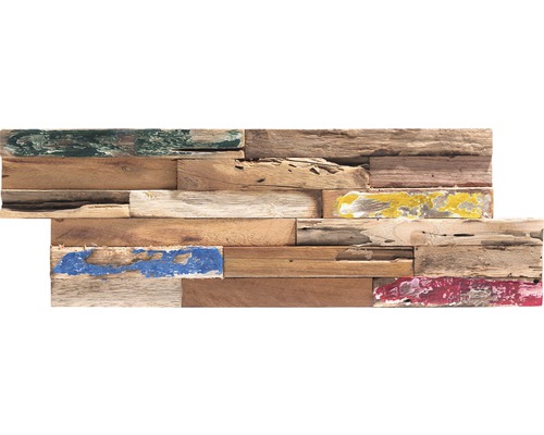 Panneau mural en bois avec des restes de peinture