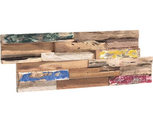 Plaquette de parement en bois Ultrawood Boat Panneau mural en bois recyclé avec des accents colorés pour la décoration murale