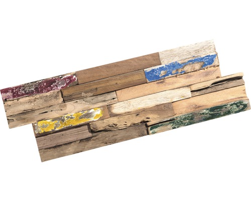 Panneaux décoratifs en bois ancien avec des accents de couleur