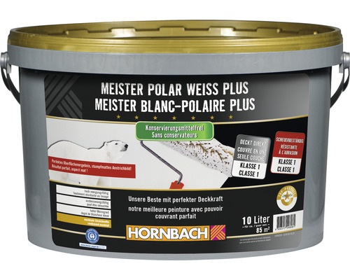 HORNBACH Wandfarbe Meister Polarweiss Plus konservierungsmittelfrei 10 l