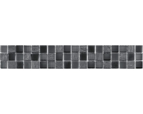 Frise en verre-pierre naturelle anthracite mix Mosaïque en verre