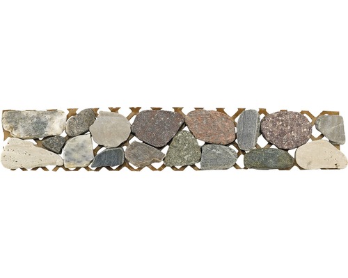 Frise pierre de rivière MA-7020 gris 30x5 cm Tapis de mosaïque avec pierres naturelles