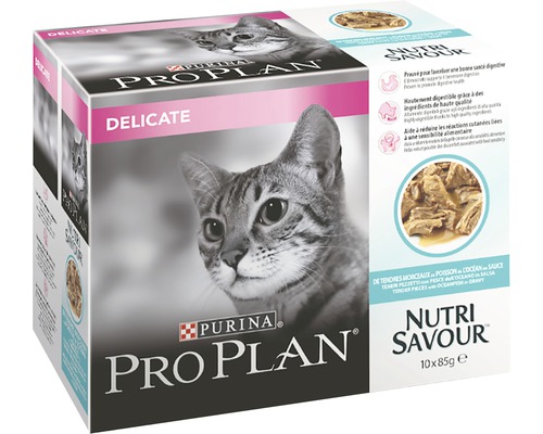 Pâtée pour chats à la dinde Pro Plan PURINA Delicate Digestion aux poissons de mer en sauce 10x85 g