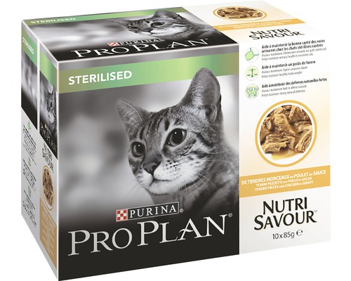 Katzennassfutter Sterilisiert PURINA Pro Plan Adult Sterilisiert mit Huhn in Sauce 10x85 g