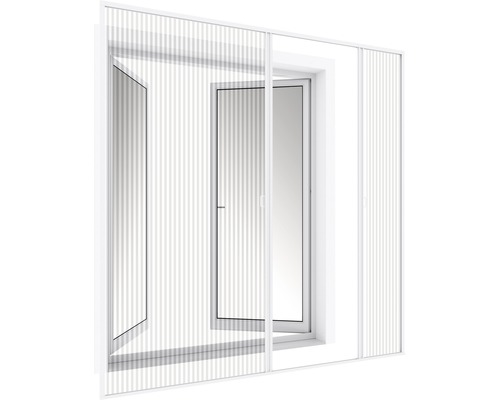 Moustiquaire coulissante devant une fenêtre ouverte