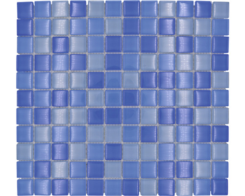 Mosaïque de verre XCM 8222 30.5x32.5 cm bleu Mosaïque en verre avec pierres carrées