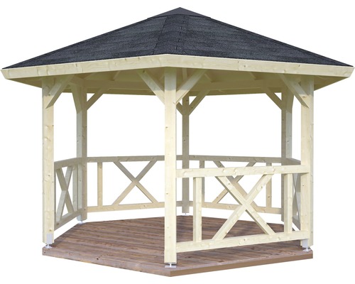 Pavillon Palmako Betty avec garde-corps 9,9 m² Ø 337 cm naturel