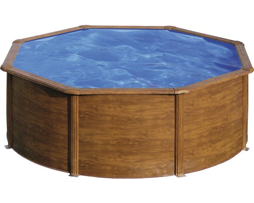 Piscine à paroi en acier Solo Imitation aspect bois Ø 350 cm hauteur 120 cm