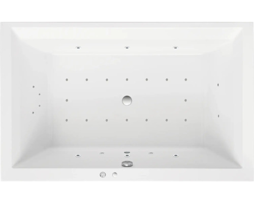 Baignoire balnéo rectangulaire OTTOFOND Space 120 x 190 cm blanc brillant 55990 Vue intérieure d''une baignoire avec jets de massage et éclairage