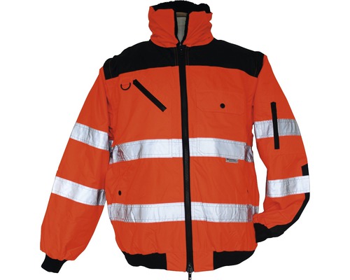 Orangefarbene Warnschutzjacke mit reflektierenden Streifen