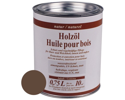 Huile pour bois pour l'intérieur et l'extérieur 750 ml Huile pour bois en bidon de 0,75 litre pour la protection et l''entretien des bois durs et tendres à l''intérieur et à l''extérieur
