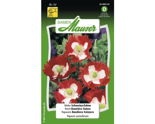 Pavot Bannière suisse Graines de fleurs Samen Mauser