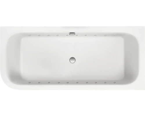 Baignoire balnéo silhouette OTTOFOND Spirit 80 x 180 cm blanc brillant 71261 Vue de dessus d''une baignoire rectangulaire avec fonction hydromassage