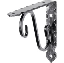 Schwarze, verzierte Regalstütze aus Metall