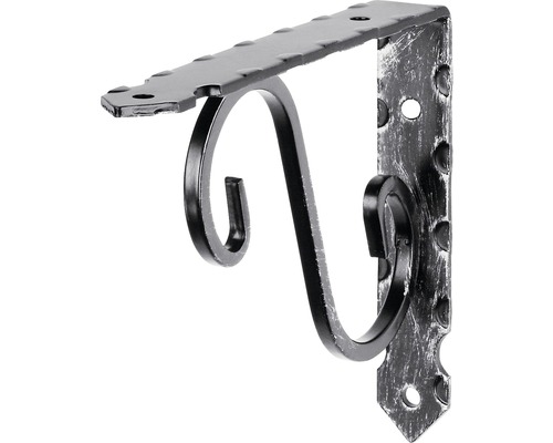 Metallkonsole Ornament 200 x 150 mm geschmiedet Schwarze, verzierte Regalstütze aus Metall