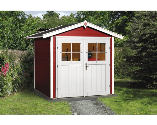 Abri de jardin weka 224 Taille 1 avec plancher 260 x 229 cm rouge de Falun Abri de jardin en bois avec double porte