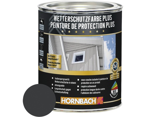 HORNBACH Holzfarbe Wetterschutzfarbe Plus anthrazit 750 ml