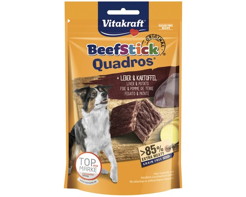Vitakraft En-cas pour chiens Beef-Stick® Quadros foie et pomme de terre, 70 g Vitakraft Beefstick Quadros Foie et pomme de terre sachet de snacks pour chien
