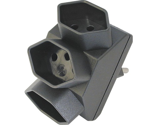 Mehrfachstecker 3xT13 schwarz Dreifachsteckdosenadapter für den Innenbereich