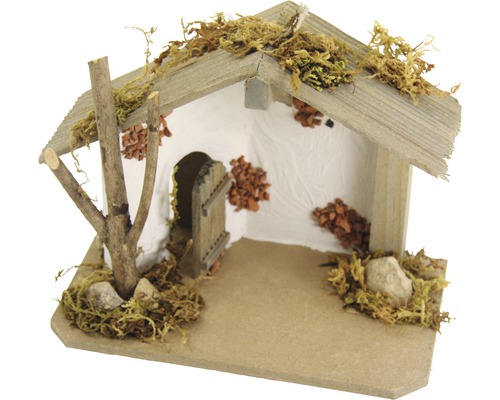 Stall Edeldorf 70x29x32 cm mit Licht und Krippenfiguren 11tlg Stall Edeldorf 70x29x32 cm mit Licht und Krippenfiguren 11tlg