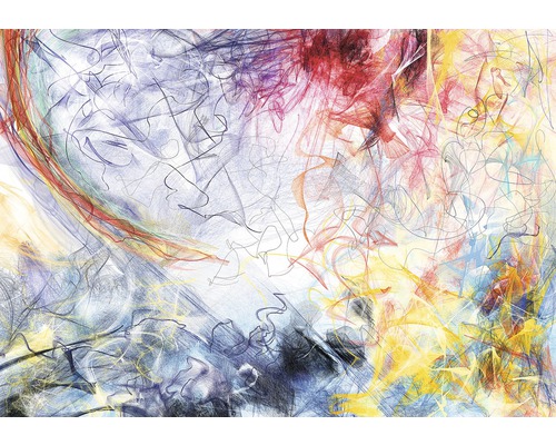 Papier peint panoramique papier Chaos orange bleu 254 x 184 cm