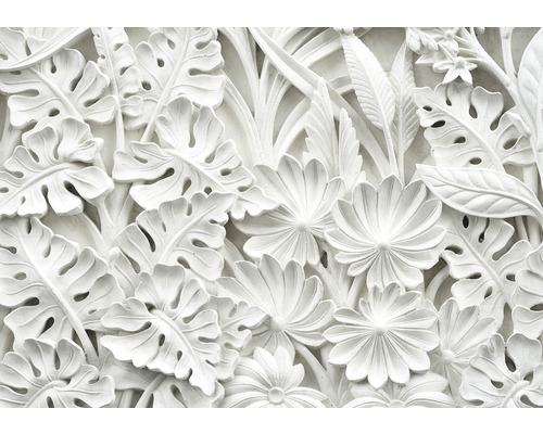 Fototapete Vlies 10052 VEXXLBlumen 3D weiss 3-tlg. 312 x 219 cm Dekorative Wandgestaltung mit Blätter- und Blumenmuster