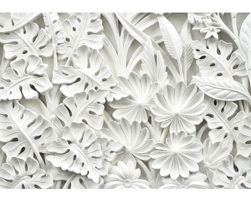 Papier peint panoramique papier fleurs 3D blanc 254 x 184 cm