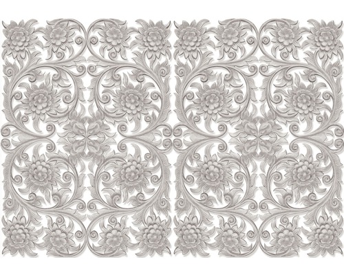 Papier peint photo papier Ornament gris blanc 254 x 184 cm
