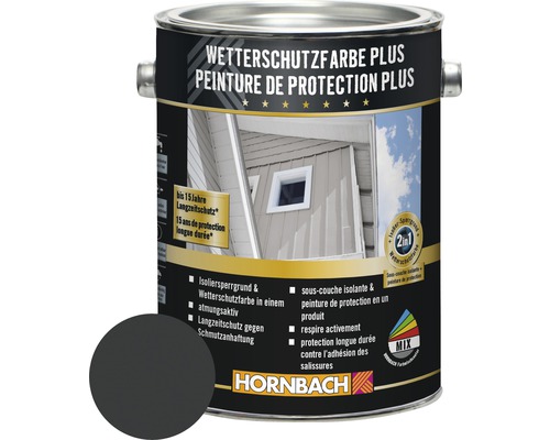 Peinture de protection du bois contre les intempéries Plus anthracite 2,5 l